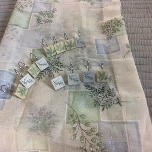 CROSCILL RAINIER SHOWER CURTAIN AND 12 HOOKS